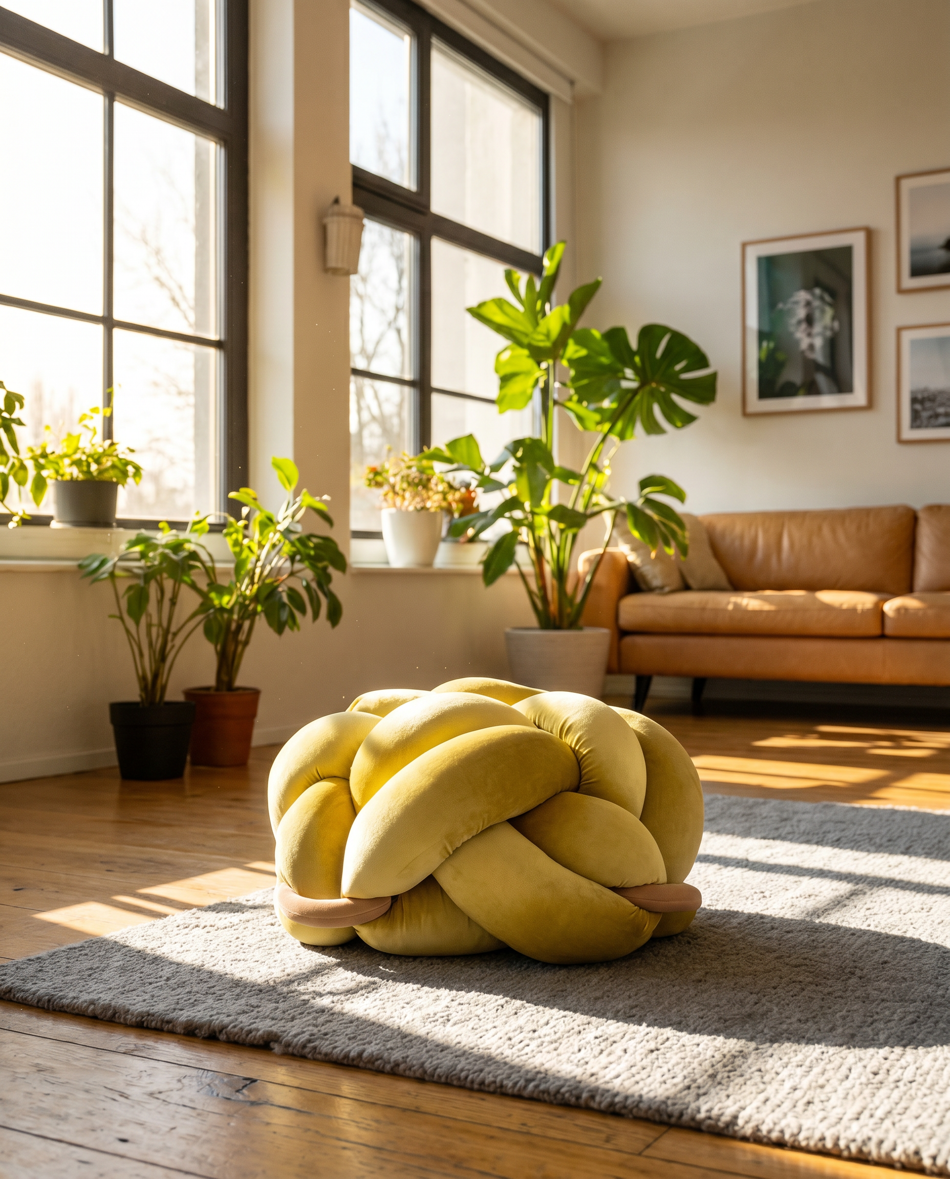 (L) Citron Knot Ottoman