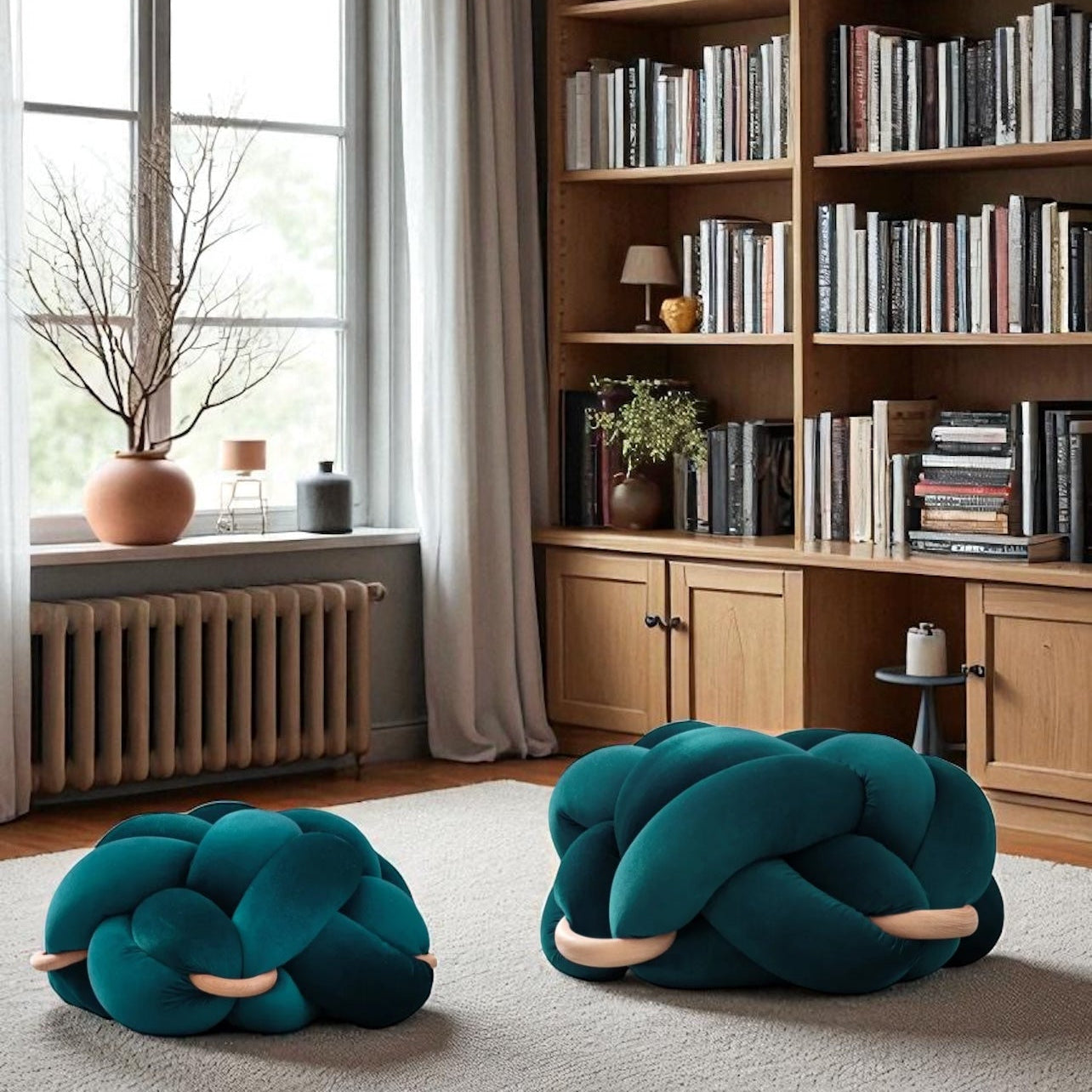 (L) Petrol Knot Ottoman