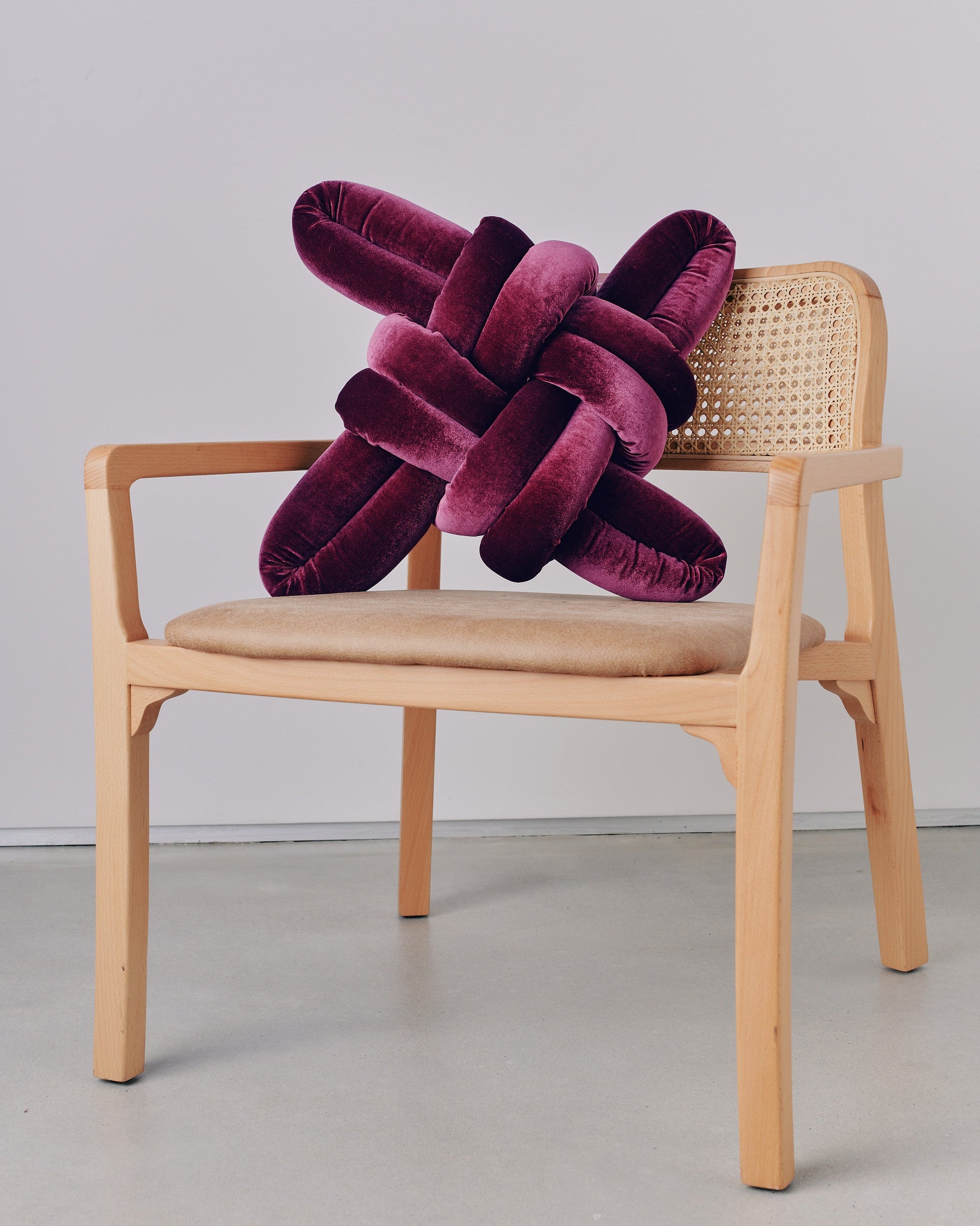 Burgundy Velvet Knot Pillow
