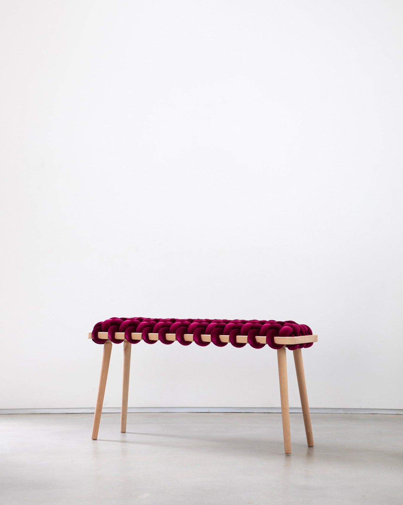 Burgundy Velvet Woven Bench