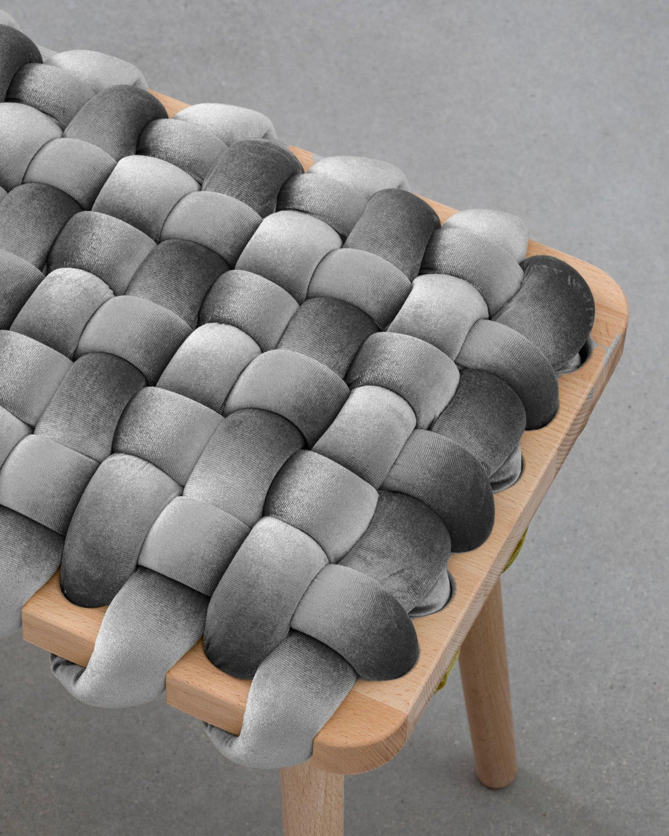 Sterling Grey Velvet Woven Stool