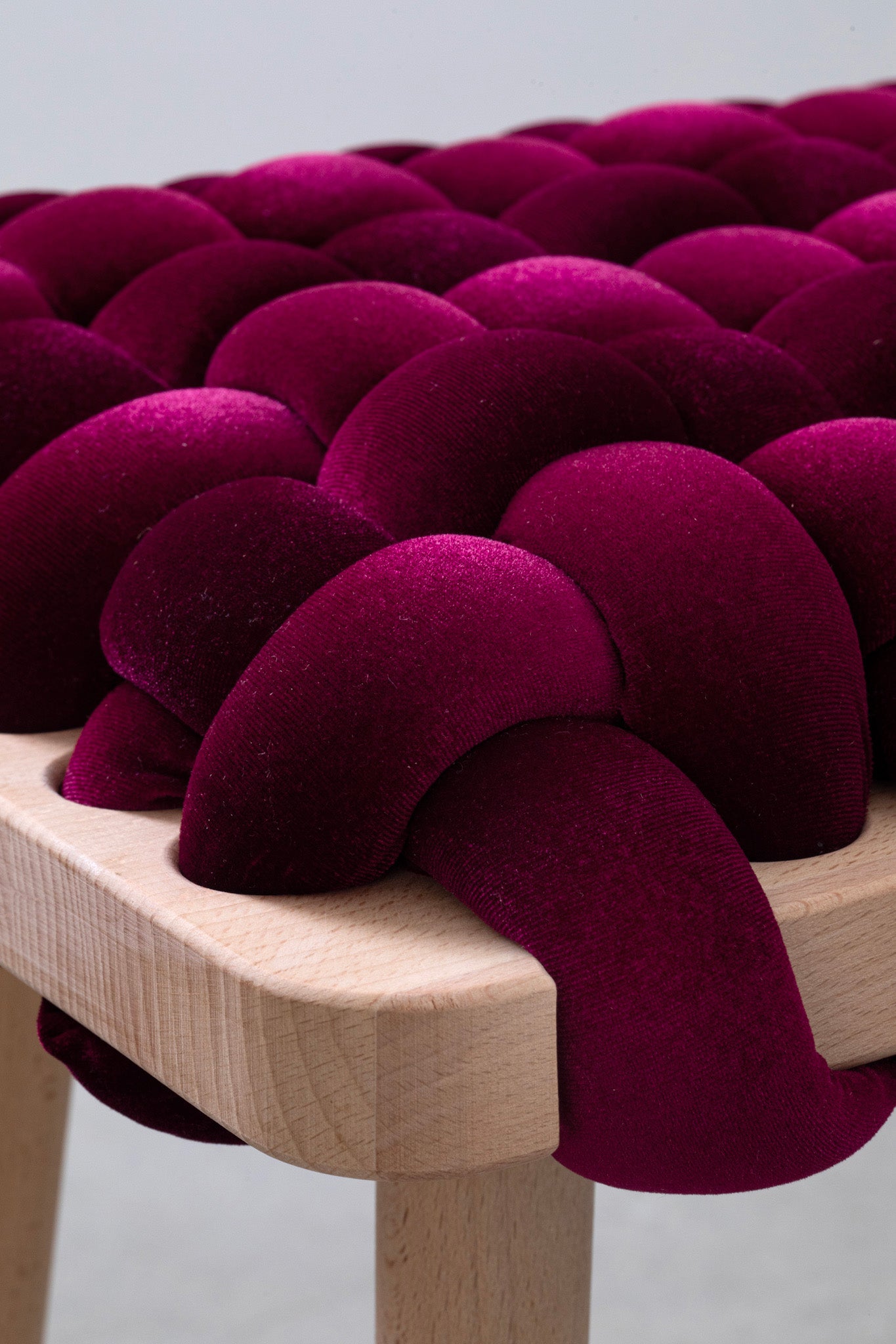 Burgundy Velvet Woven Bench