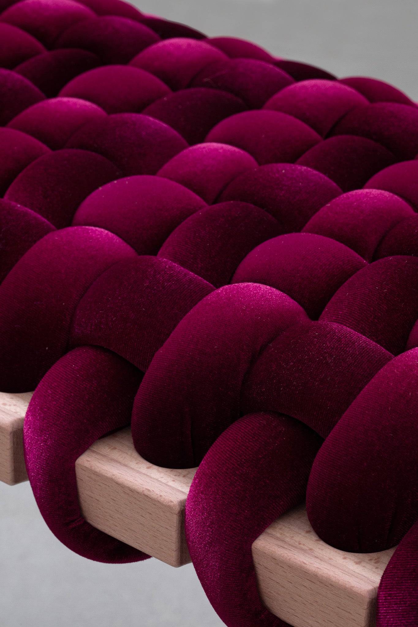 Burgundy Velvet Woven Bench