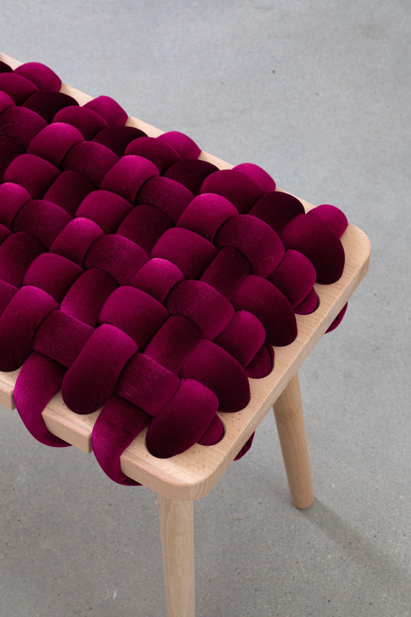 Burgundy Velvet Woven Bench