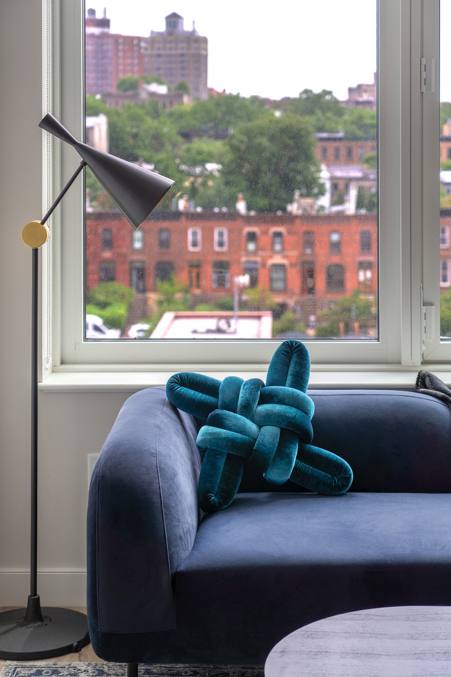 Petrol Velvet Knot Pillow