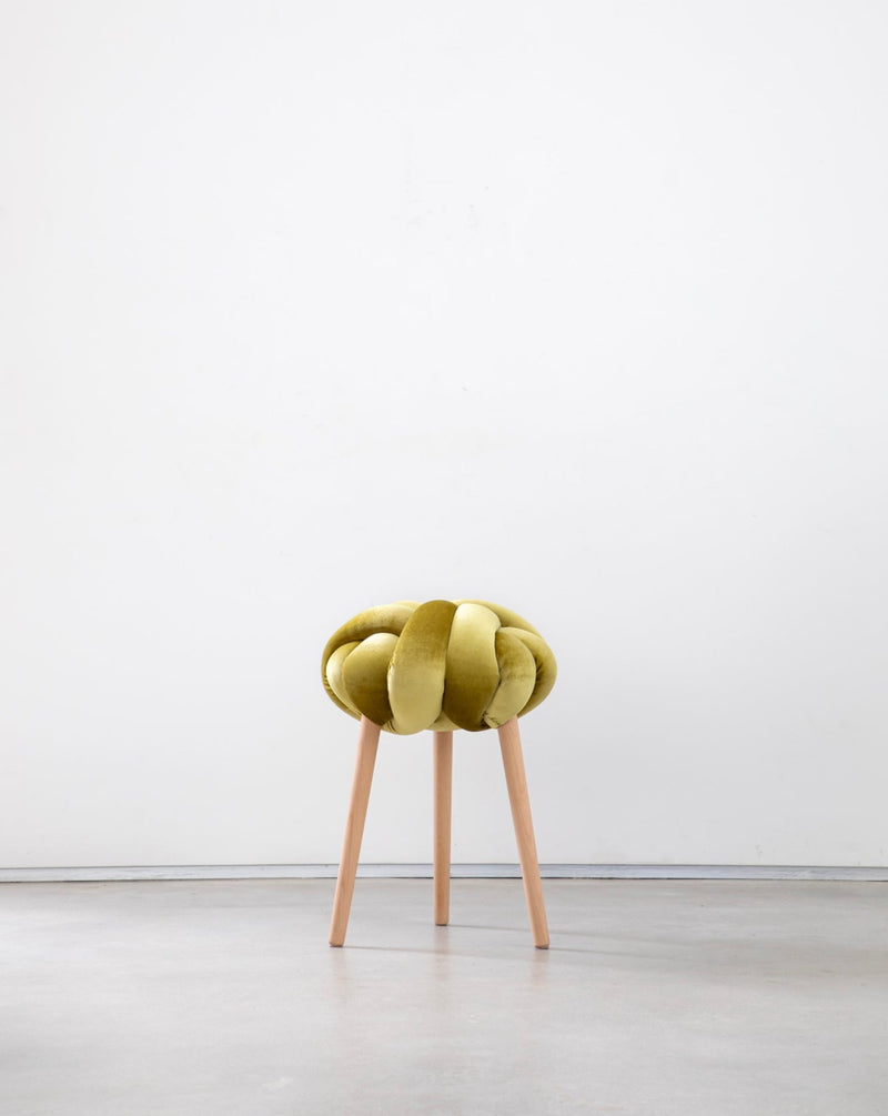 Citron Velvet Knot Stool