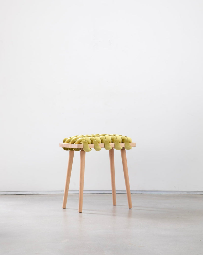 Citron Velvet Woven Stool