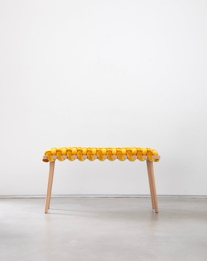 Sunlight Yellow Velvet Woven Bench