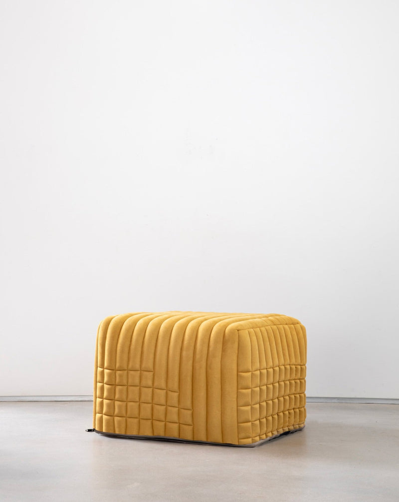 Square Mosaic Ottoman in Desert Yellow