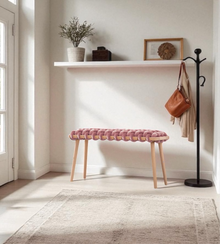 Mauve Velvet Woven Bench