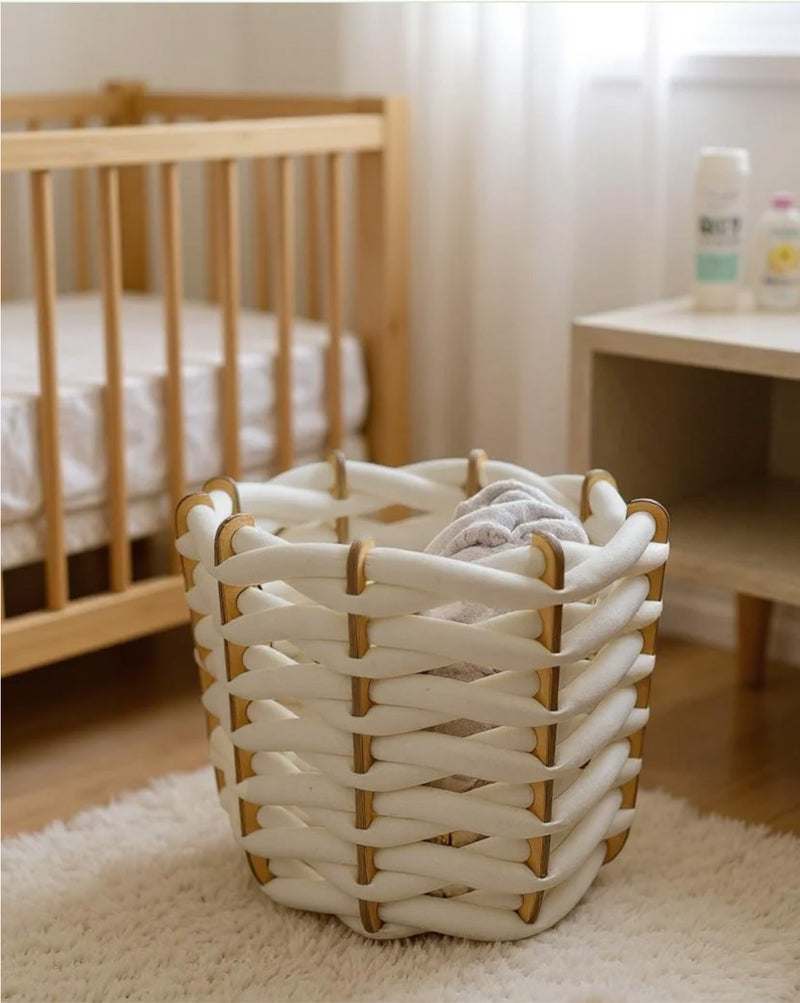 (L) Hull Basket in Stone Ultra suede
