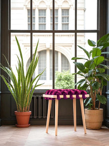 Burgundy Woven Stool