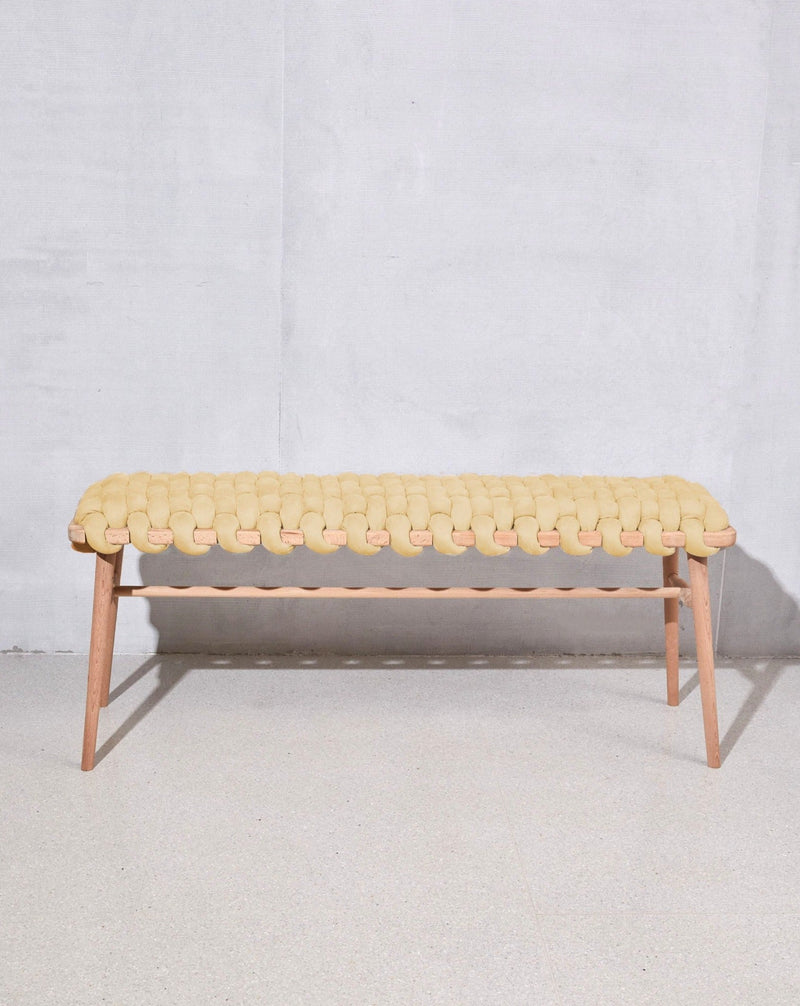 Buttermilk Vegan Suede Woven Bench