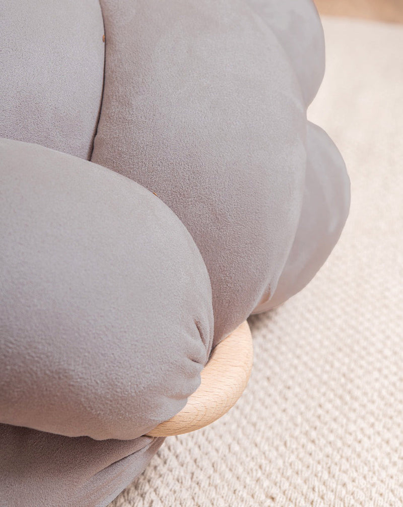 (M) Arora Grey Vegan Suede Knot Floor Cushion