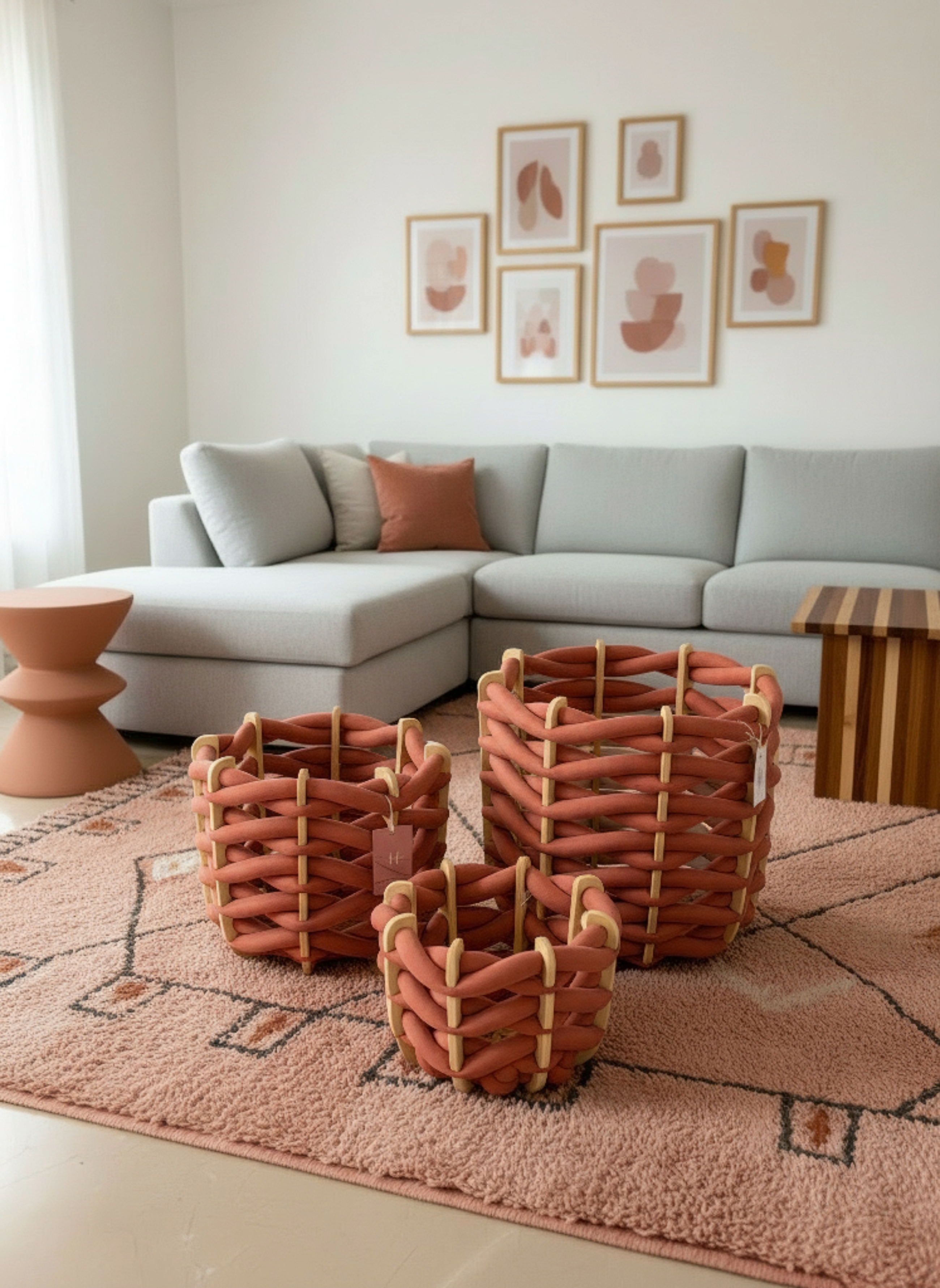 Set Of 3 Baskets- Red Earth