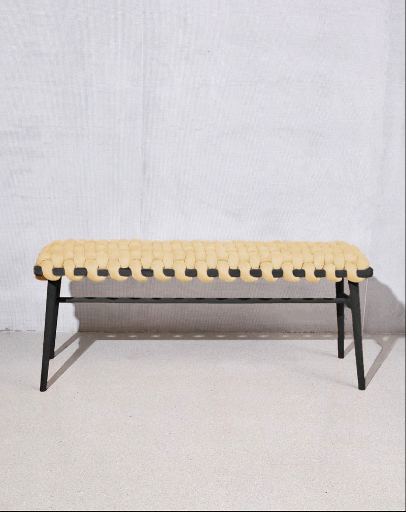 Buttermilk Vegan Suede Woven Bench