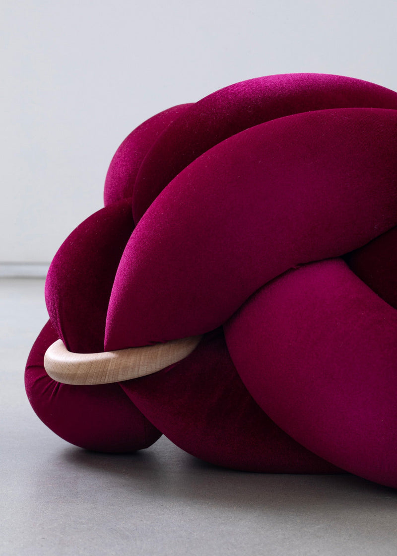 (L) Burgandy Knot Ottoman