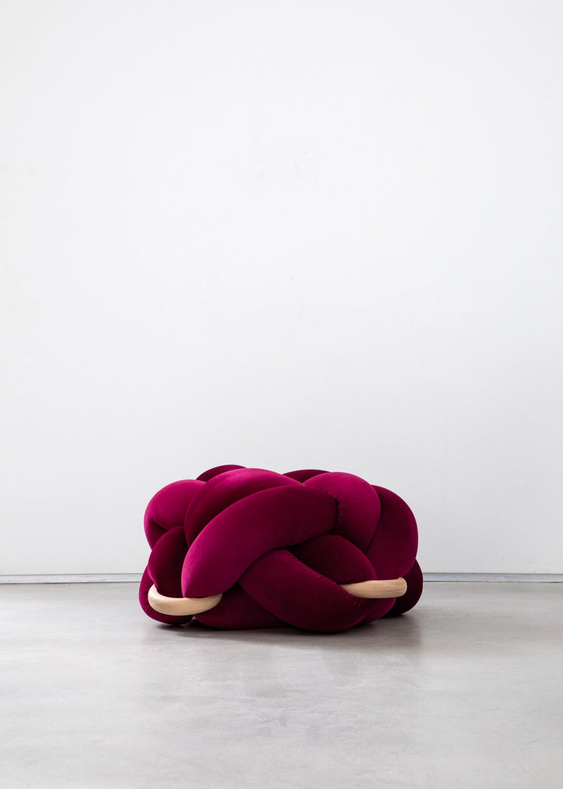 (L) Burgandy Knot Ottoman