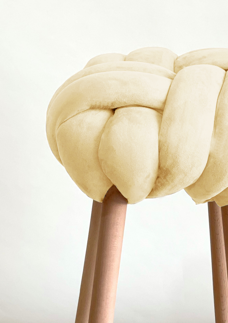 Cream Vegan Suede Knot Bar Stool