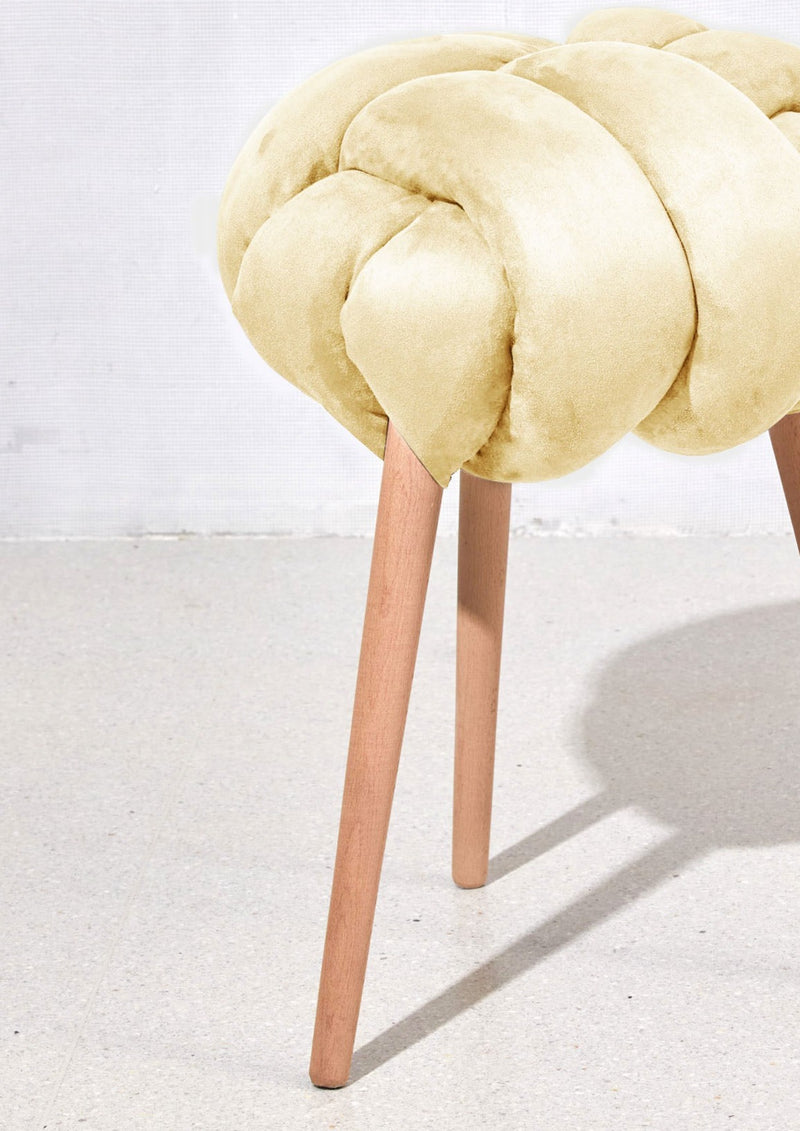 Cream Vegan suede Knot Stool