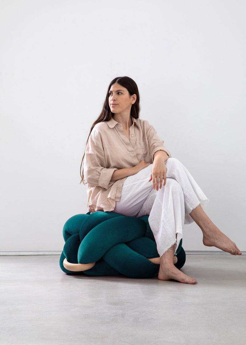 (L) Petrol Knot Ottoman