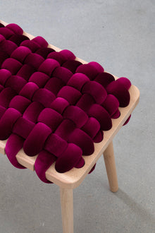 Burgandy Velvet Woven Bench