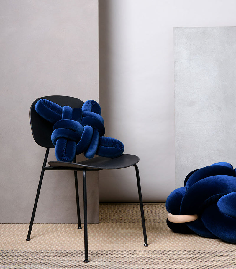 (M) Midnight Blue Velvet Knot Floor Cushion