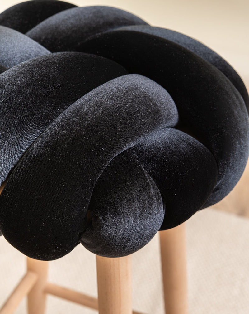 Black Velvet Knot Bar Stool