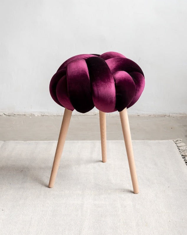 Purple Velvet Knot Stool