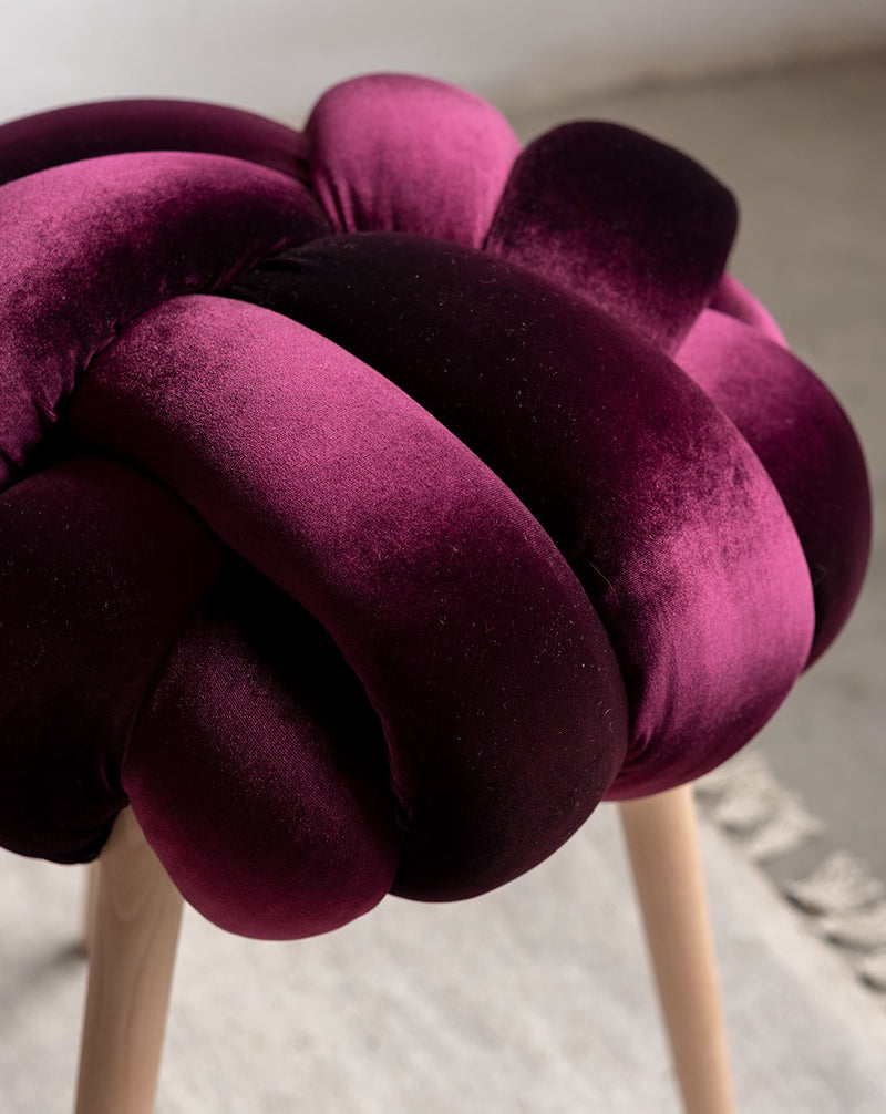 Purple Velvet Knot Stool