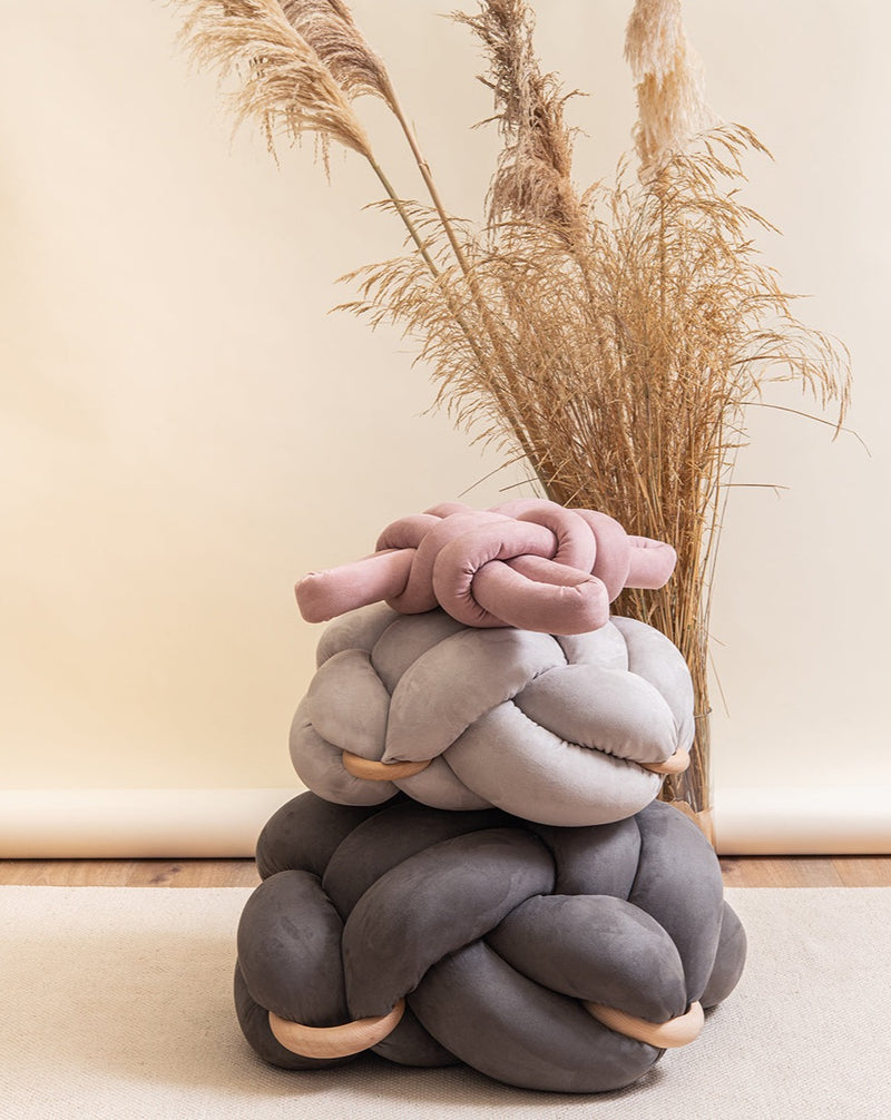 (L) Graphite Vegan Suede Knot Floor Cushion