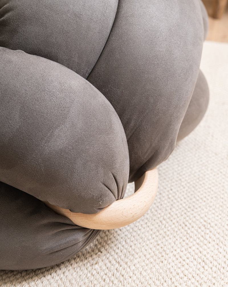 (M) Graphite Vegan Suede Knot Floor Cushion