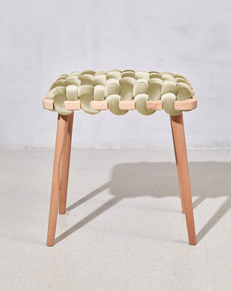 Champagne Velvet Woven Stool