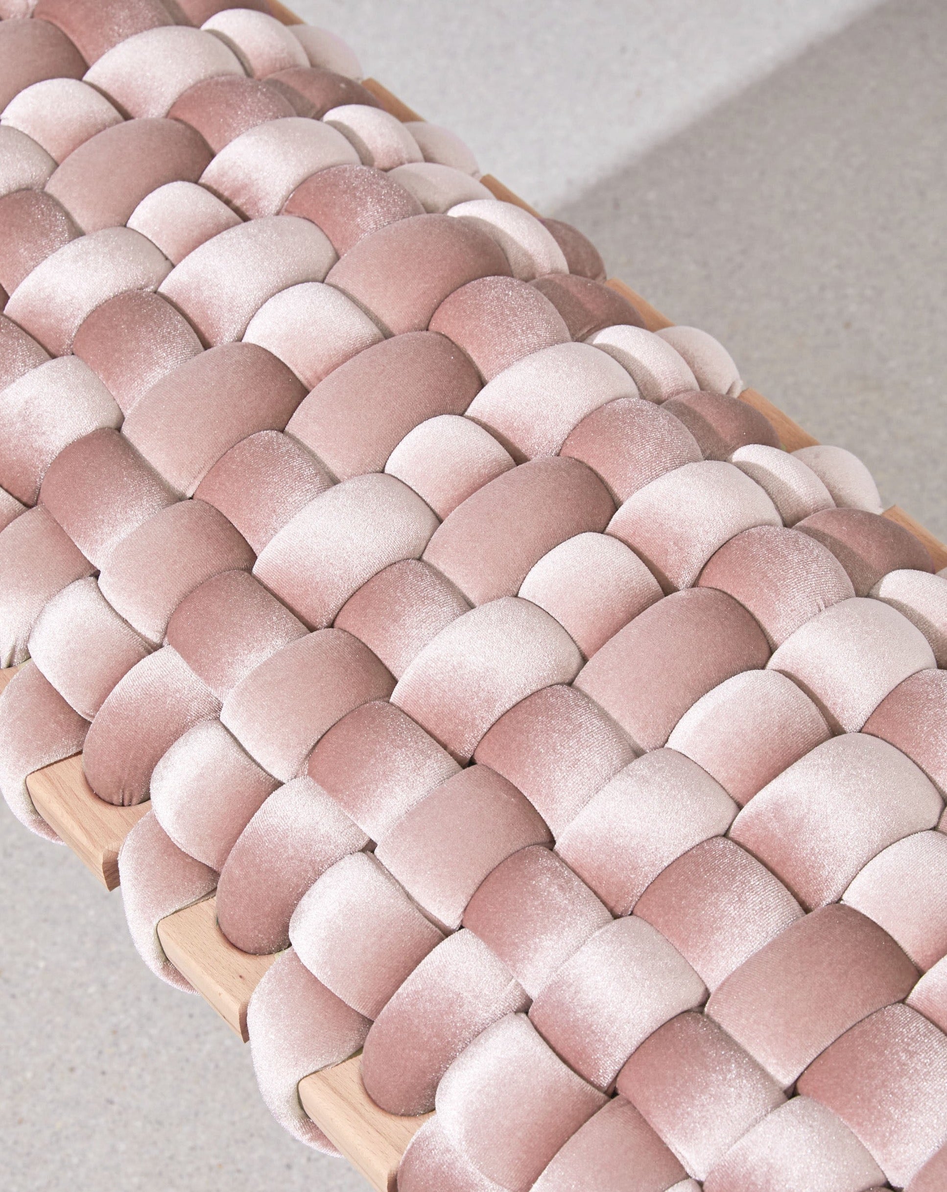 Blush Pink Velvet Woven Bench -120 cm
