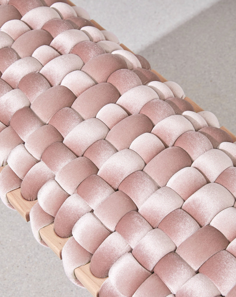 Blush Pink Velvet Woven Bench -120 cm