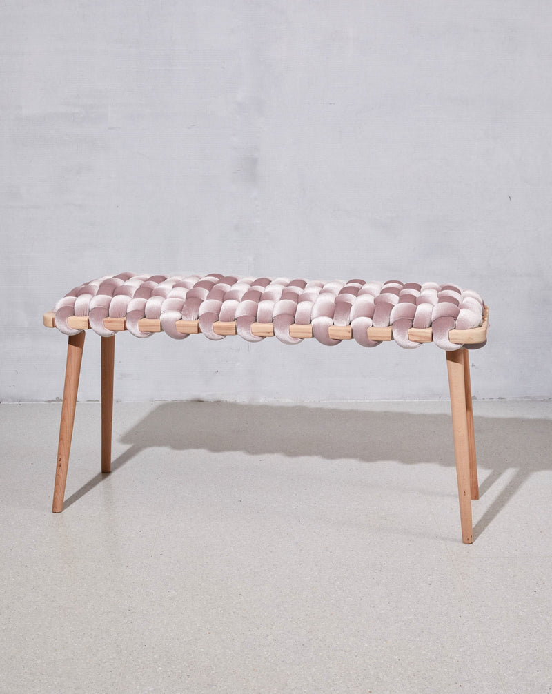 Blush Pink Velvet Woven Bench -120 cm