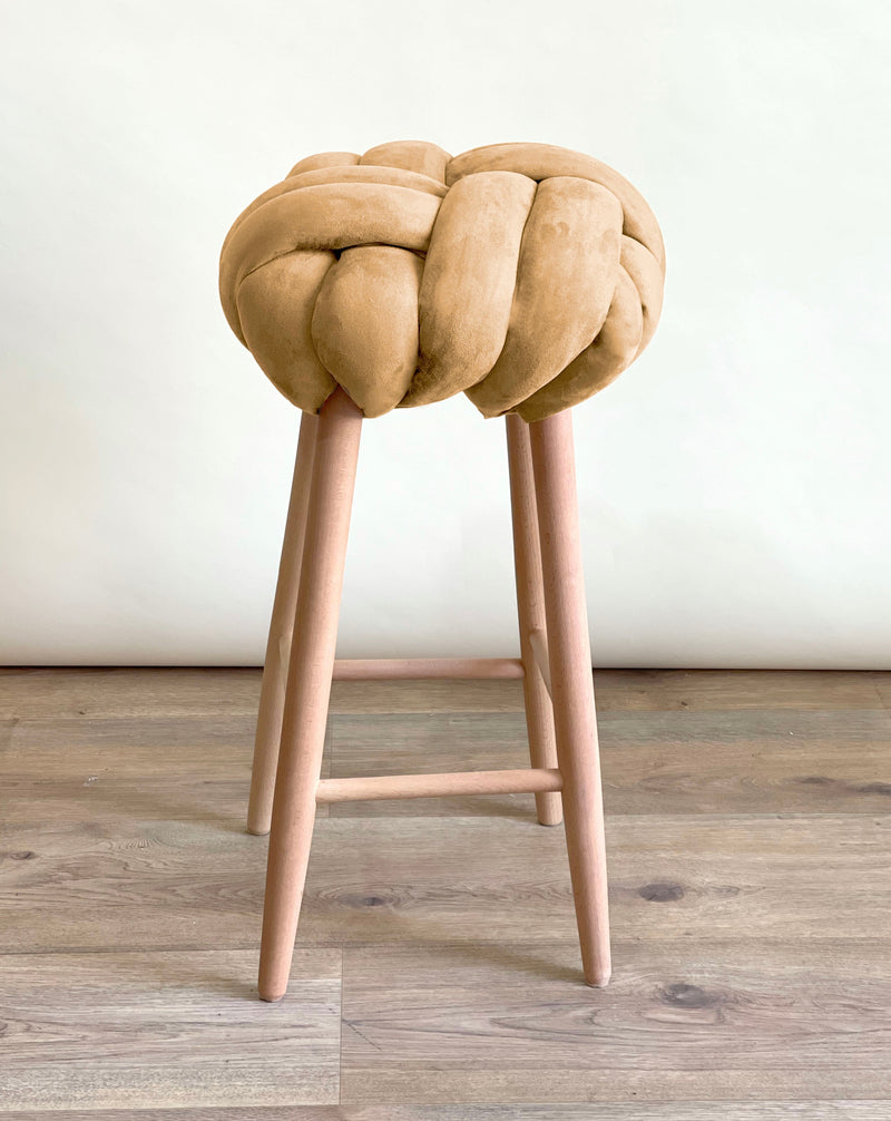 Camel Vegan Suede Knot Bar Stool