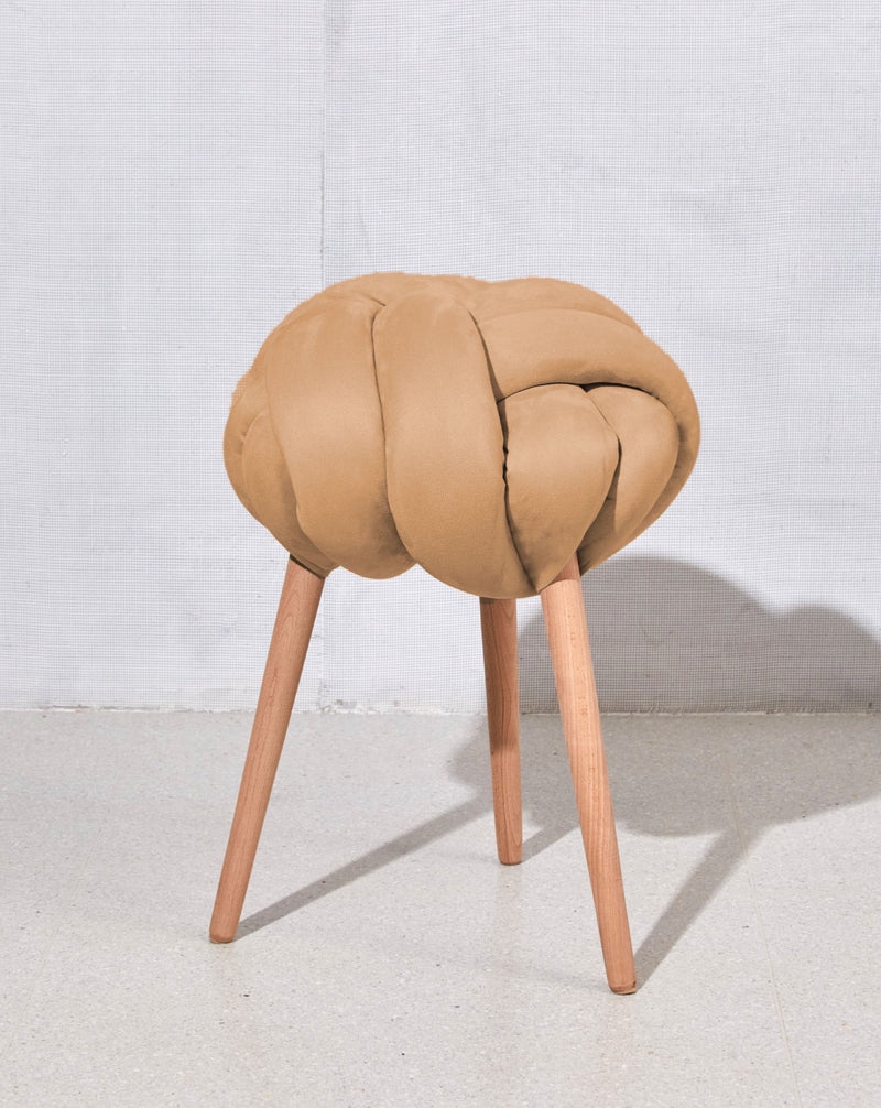 Camel Vegan suede Knot Stool