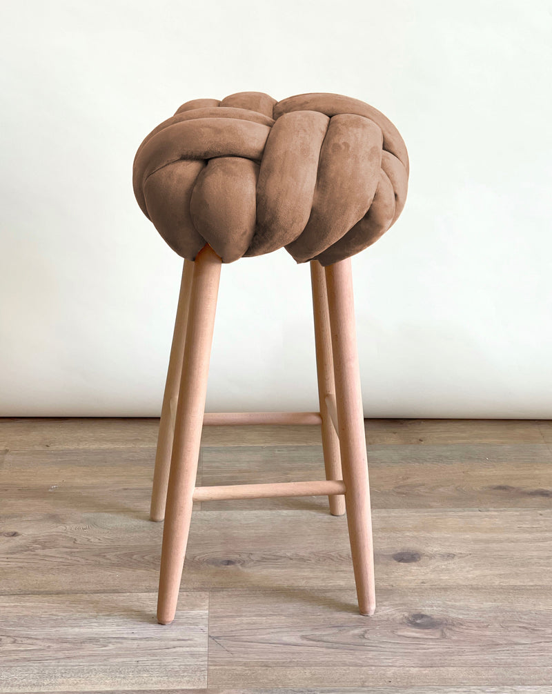 Chocolate Brown Vegan Suede Knot Bar Stool