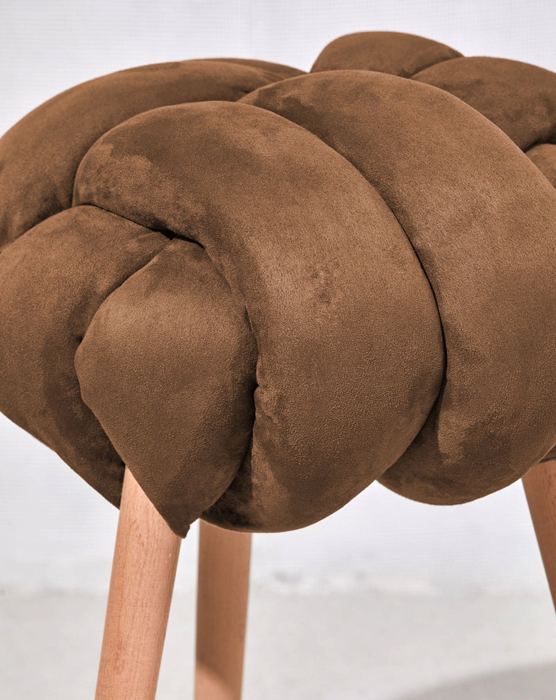 Chocolate Brown Vegan suede Knot Stool