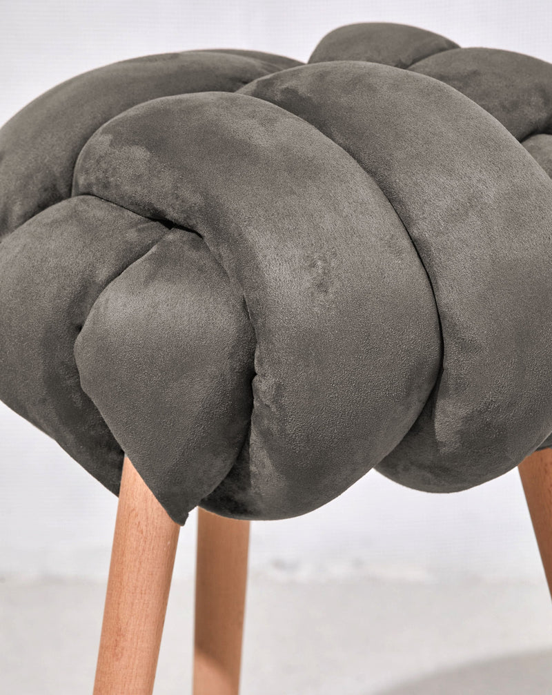 Graphite Vegan Suede Knot Stool