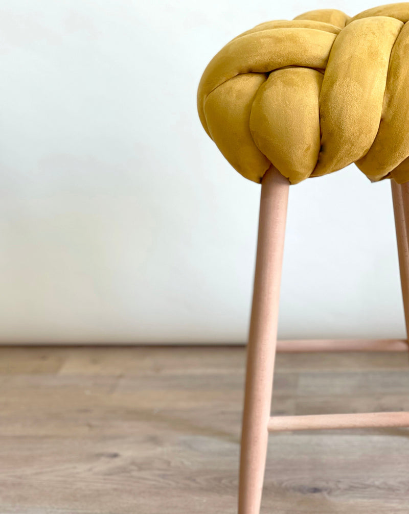 Desert Yellow Vegan Suede Knot Bar Stool