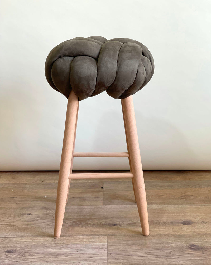 Army Green Vegan Suede Knot Bar Stool