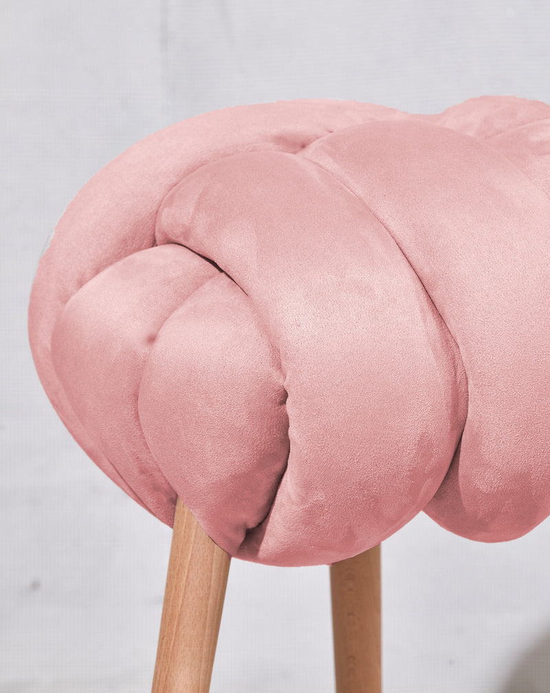 Rose Pink Vegan suede Knot Stool