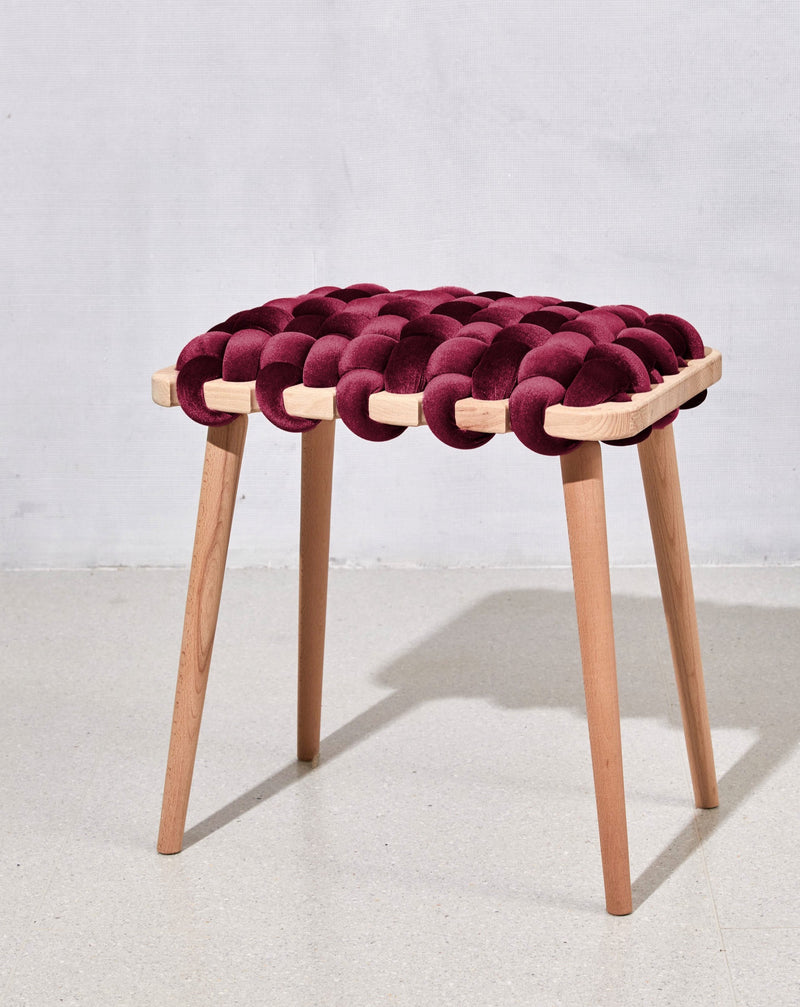 Purple Velvet Woven Stool