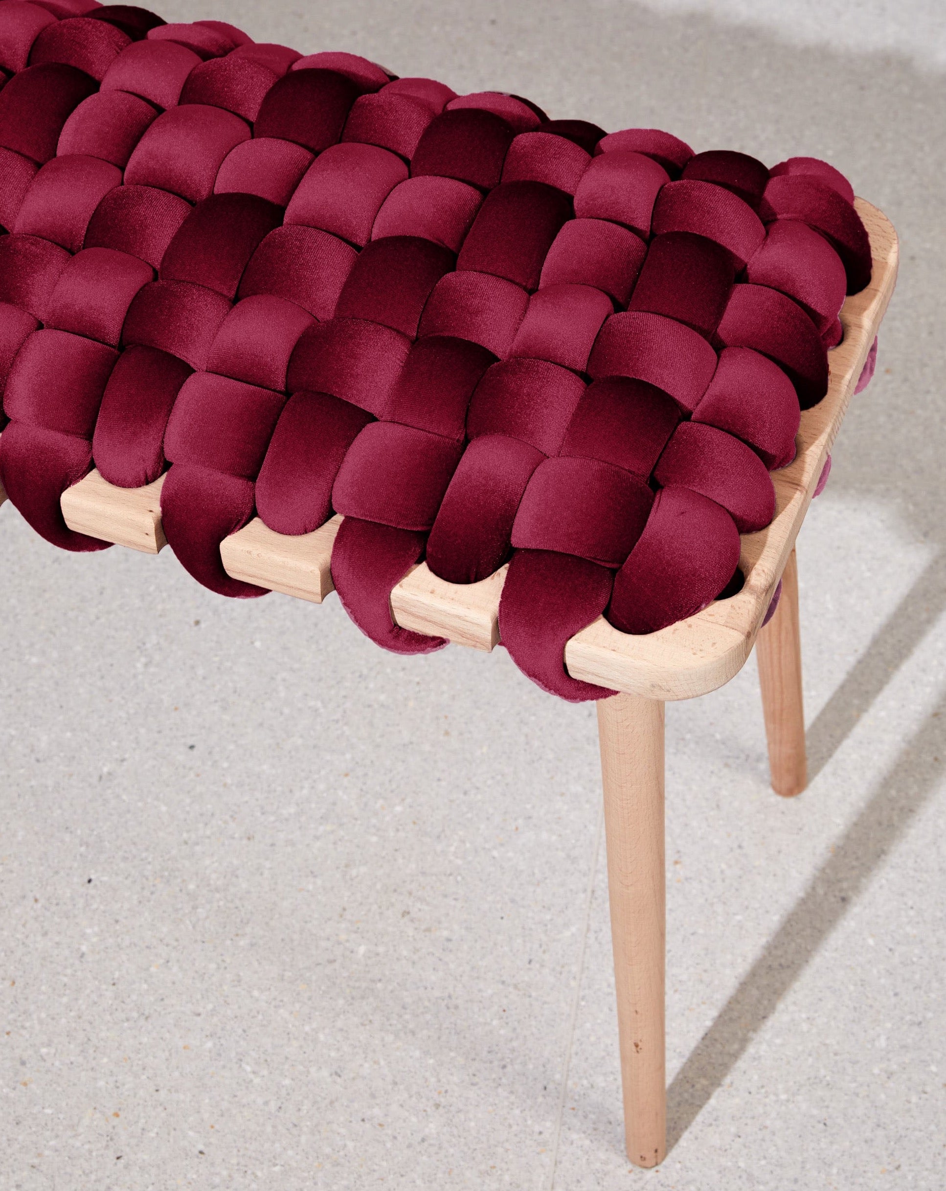 Purple Velvet Woven Bench- 120 cm- with small defects