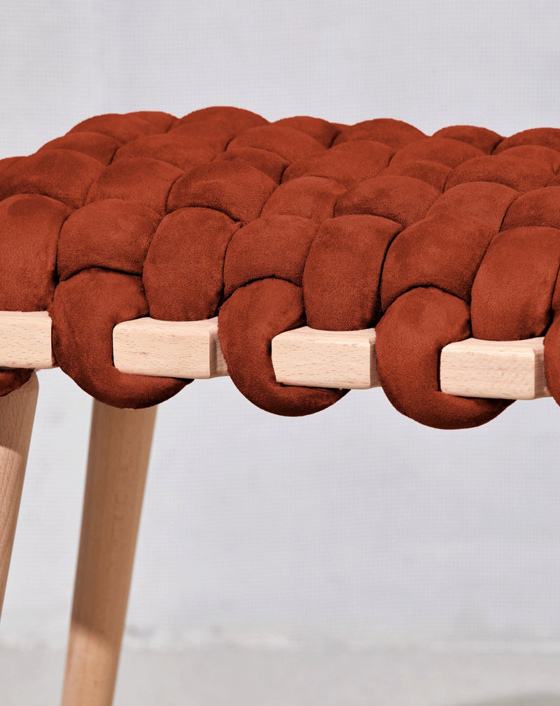 Red Earth Vegan Suede Woven Stool