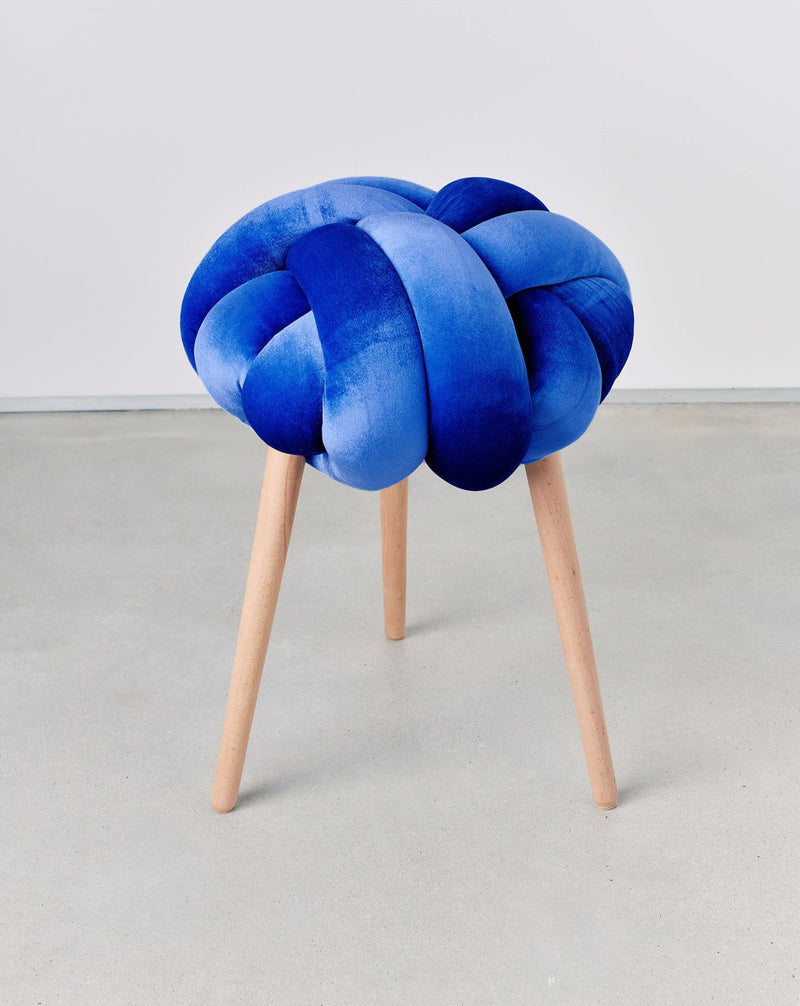 Royal Blue Velvet Knot Stool