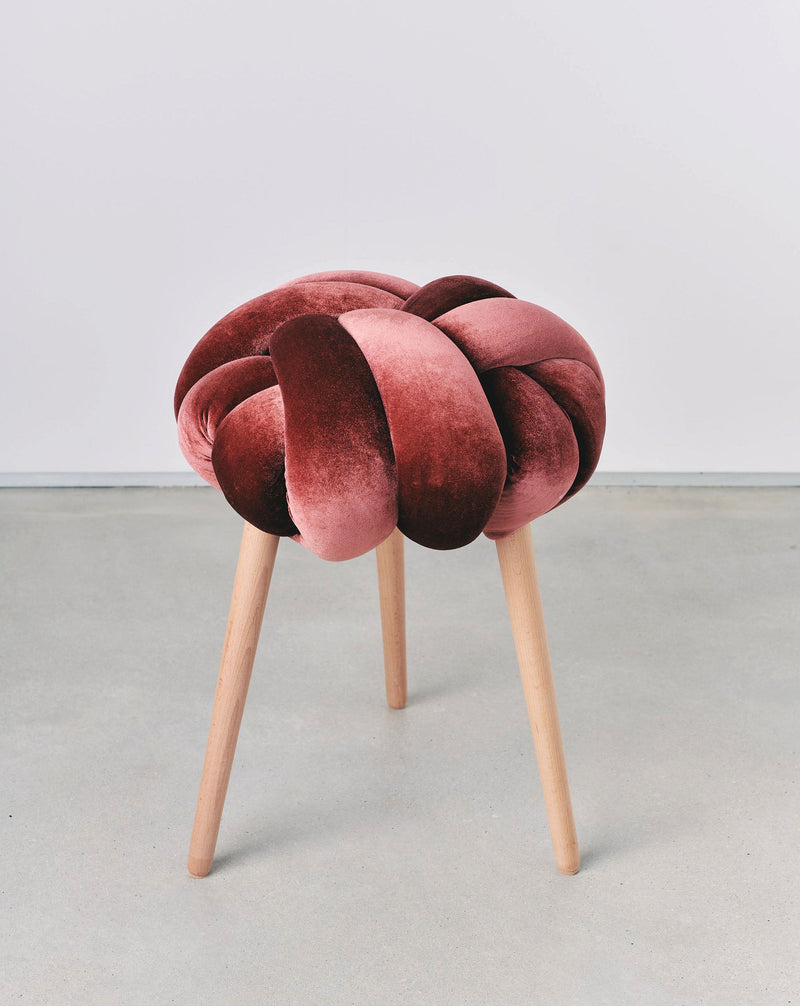 Glowing Rust Velvet Knot Stool- 30% OFF