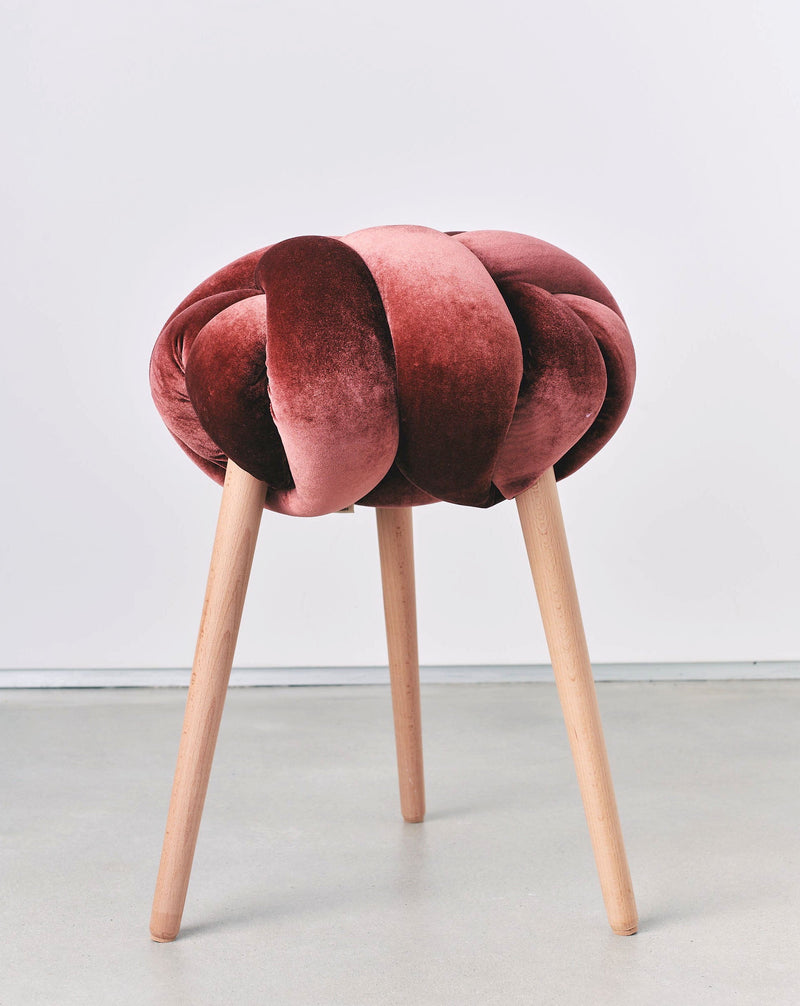 Glowing Rust Velvet Knot Stool- 30% OFF